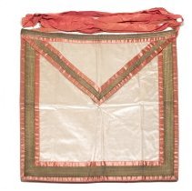 White and Red Silk Apron