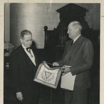 RW Henry G. Meacham Recieving Grand Lecturer Apron