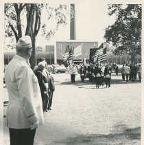 Re-erecting World Fair's Masonic Brotherhood Center sculpture at Masonic Home, Utica.