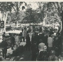 Re-erecting World Fair's Masonic Brotherhood Center sculpture at Masonic Home, Utica.