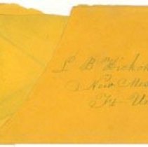 Envelope - Addressed to L.B. Hickok New Mexico, Fort Union