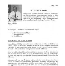 A Message From Mayor Harry J. Klein