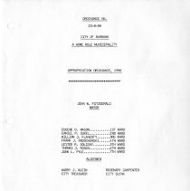 City of Burbank Appropriation Ordinance 1986