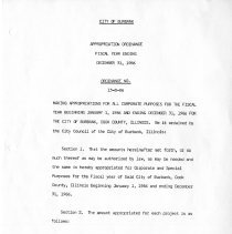 City of Burbank Appropriation Ordinance 1986