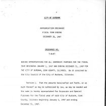 City of Burbank Appropriation Ordinance 1987