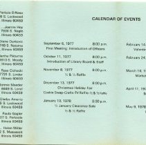 Friends of the South Stickney Library Calendar of Events 1977-1978