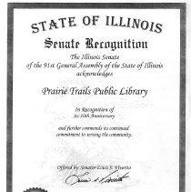 Certificate of Recognition- State Senate