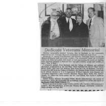 "Dedicate Veterans Memorial" Newspaper Clipping