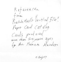 Photocopies from "Vertical File" Street Name Card Catalog