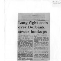 "Long Fight Seen over Burbank Sewer Hookups" clipping