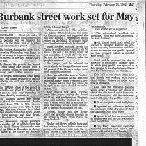 "Burbank Street Work Set For May" Article