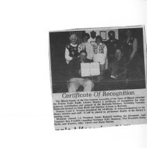 "Certificate of Recognition" Newspaper Clipping