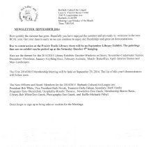 Burbank Cultural Art League - September 2014 Newsletter