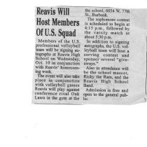 Volleyball Team at Reavis Newspaper Clipping