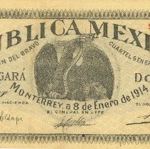 Republica Mexicana 2 pesos note 1914