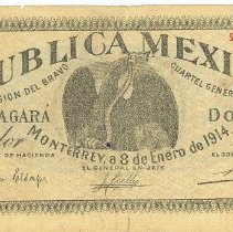 Republica Mexicana Monterrey 2 pesos note 1914