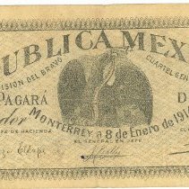 Republica Mexicana Monterrey 2 pesos note 1914
