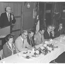 Speaker and audience at Eddie Lee Oliver's retirement party