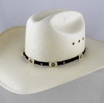 Frank Malinak's straw western hat with circle/star hat band