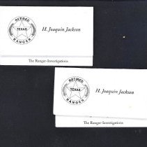 Ranger Joaquin Jackson, Ret. business card; The Ranger - Investigations