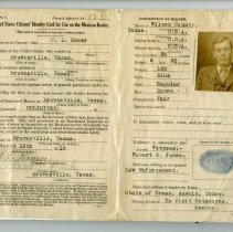 Travel ID card for Harrison L. Hamer 1919