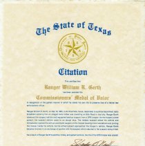 William R. Gerth Medal of Valor Citation