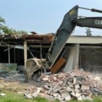 Shop Building Coming Down during Demolition