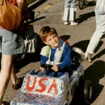 Clayton Hayes Driving Landrover in Children's Parade at the Peach Festival