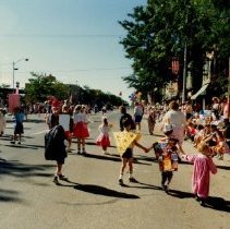 Kids Walking in Children's Parade at the Peach Festival