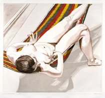Nude on a Striped Hammock - Philip Pearlstein