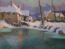 The Mill (Winter Scene in Brittany)-George Ames Aldrich