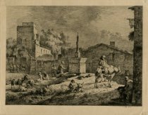 Untitled (Village scene with figures and animals)- Jean-Jacques Boissieu