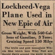 Lockheed-Vega Plane Used in New Epic of Air