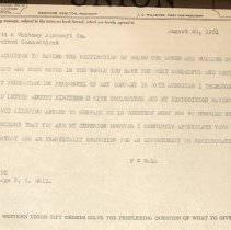 A telegram from F. C. Hall to the Pratt & Whitney Aircraft Company thanking them for their kind telegram and expressing gratitude.