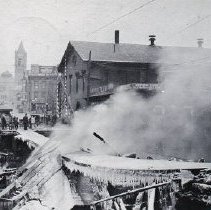 Photograph of the 1924 Main Street Bridge Fire