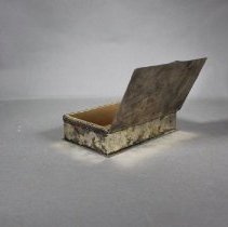 Silver cigarette box, open side rear view