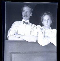 E. Alice Austen, [Patty & friend leaning on door], ca. 1910.