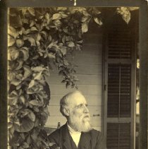E. Alice Austen, [John H. Austen on porch at Clear Comfort], ca. 1891.