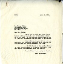 Carbon of letter sent from E. White to H. Tubbs 04/09/1941 and response