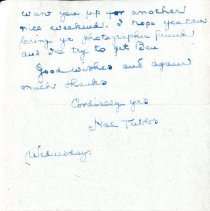 Handwritten letter to E. White from H. Tubbs