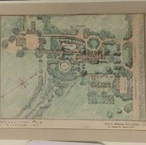 Colored Pencil Version of Merchiston Farm Site Plan, Exhibited at ASLA (MBH handwriting on verso)