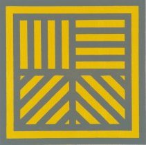 Bands of Lines in Four Directions (Gray on Colors): Black