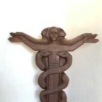 Untitled (Three Figures with Arms Outstretched and Two Snakes/Caduceus)