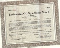 A stock certificate from Industrial Oil Syndicate No. 4.