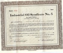 This is a stock certificate for Industrial Oil Syndicate No.5.