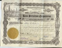 A stock certificate from Ryan Petroleum Corporation.