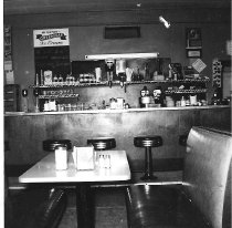 Looking at the back bar of the Golden Eagle Grill on State St.