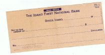 Blank counter check from the Idaho First National Bank