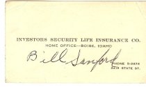 Business Card for Investors Security Life Insurance Co.