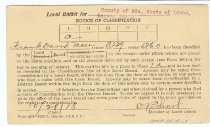 Military draft card from the War Department for Frank David Mace